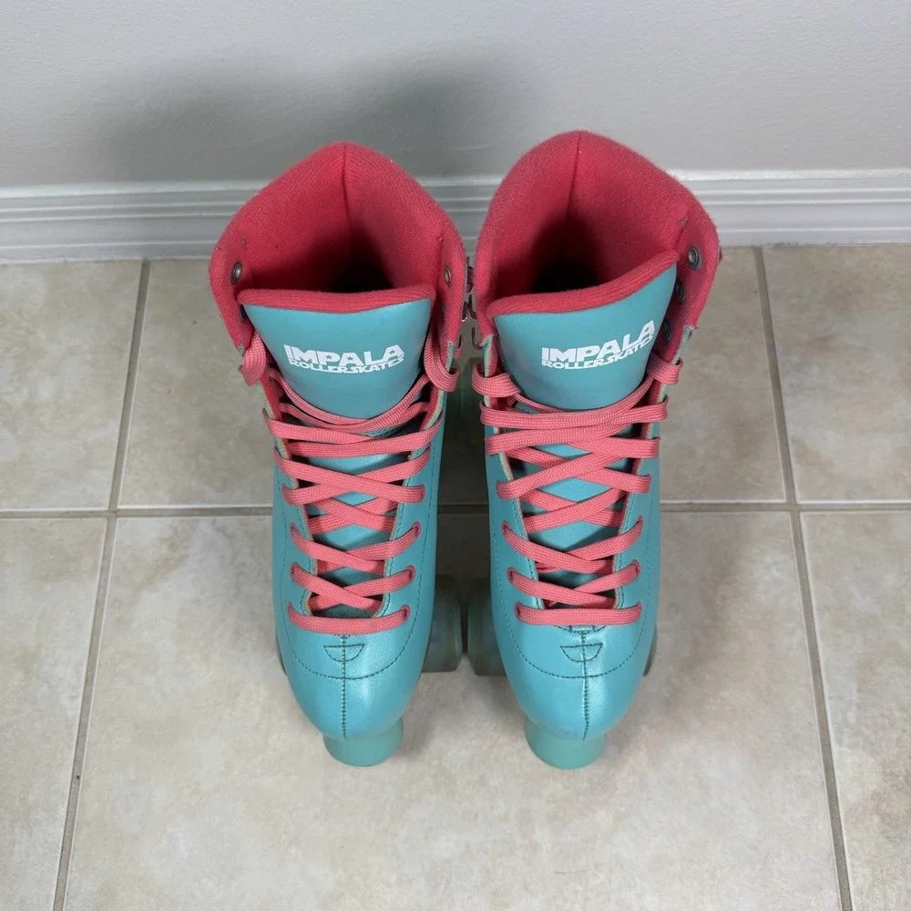 Impala Rollerskates Sidewalk Aqua Pink Quad Roller Skates Women's Size 7 EU 38